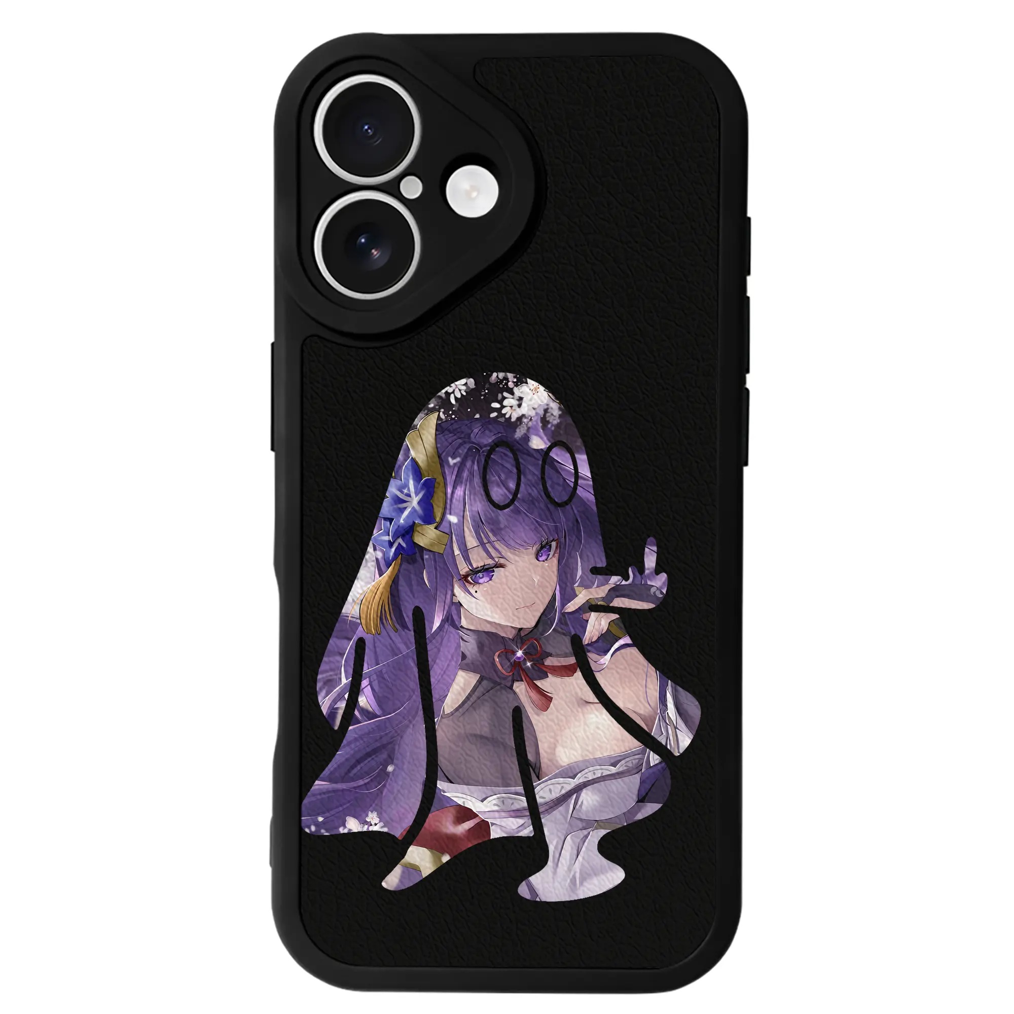 原 神 グッズ 雷電将軍 - IPhone 16シリーズ対応 ・ シリコンスマホケース ・ レザー調 ・ 高精度フィット ・ 耐衝撃 ・ ワイヤレス充電対応 ・ 精密カット